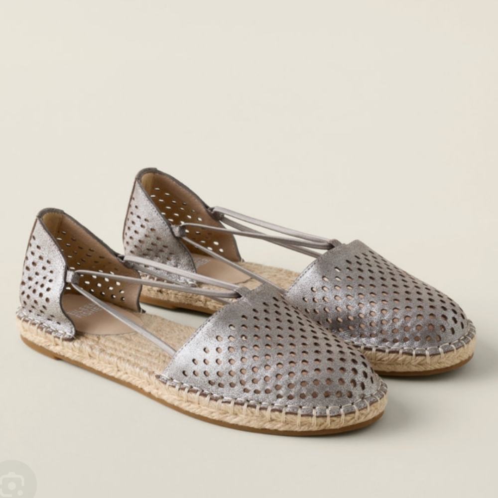 Eileen Fisher Lee 2 Metallic Closed Toe Espadrille Sandal,Size 10,‎ Like New